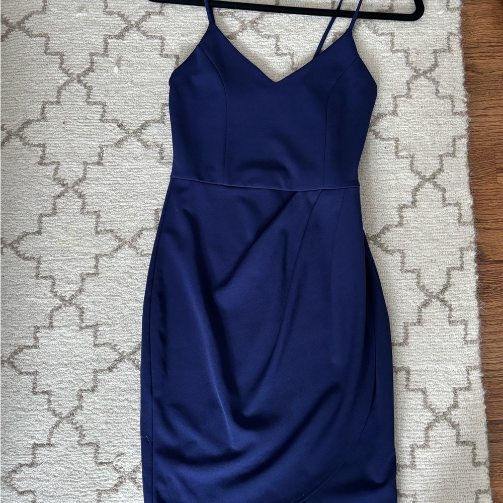 Elegant Navy Blue Spaghetti Strap Dress from Lulus.